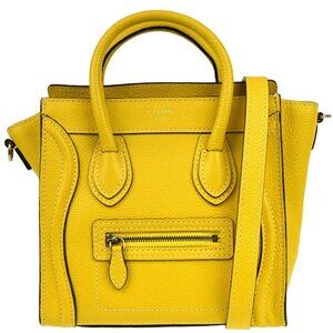Celine Yellow Leather Nano Luggage Tote Bag S-MM-1111 195696
